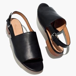 New MADEWELL Size 7.5 The Noelle Slingback Sandal in Leather Black